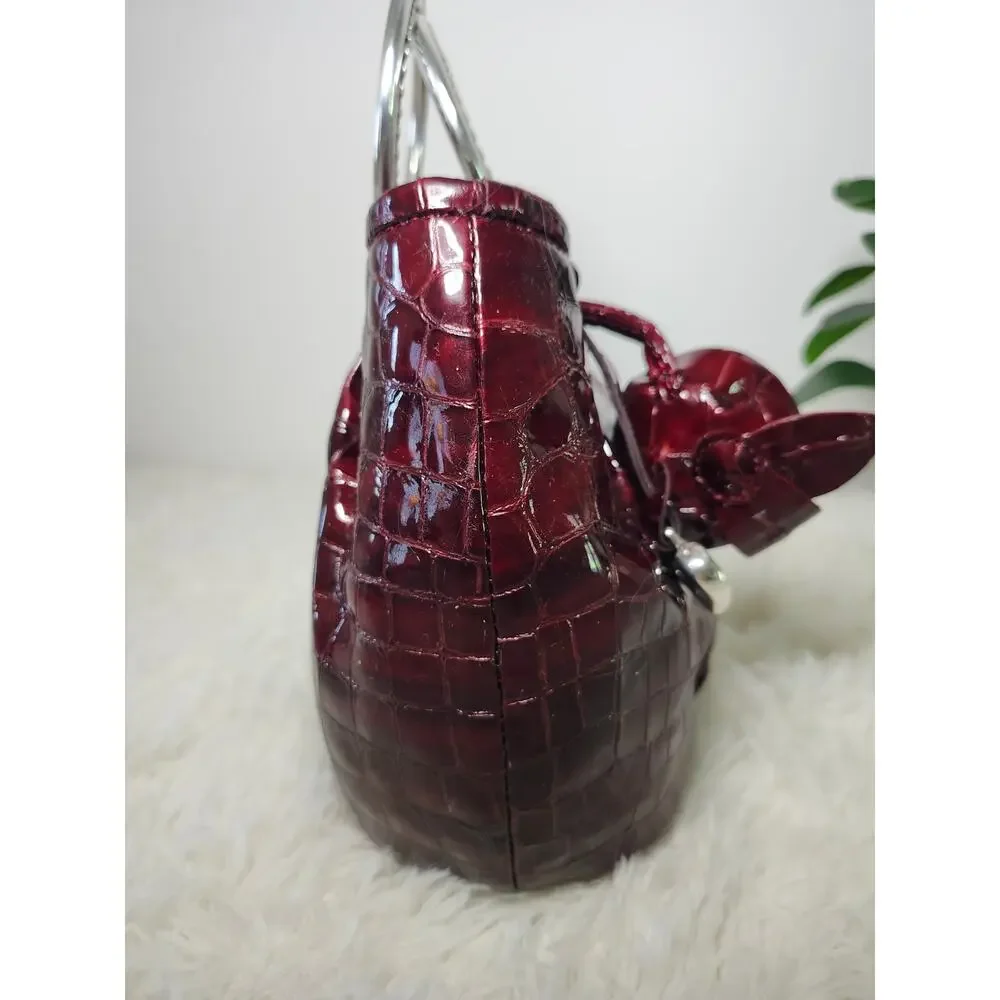 Brighton NWOT Angelina Satchel Burgundy Leather Silver Whimsigoth Heart